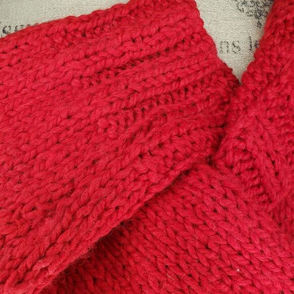 hand knit cherry red cardigan sweater - Picture 9 of 9